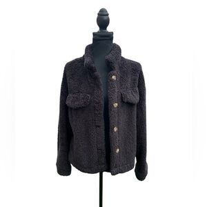 Women's Black Fleece Jacket by SHEIN size M